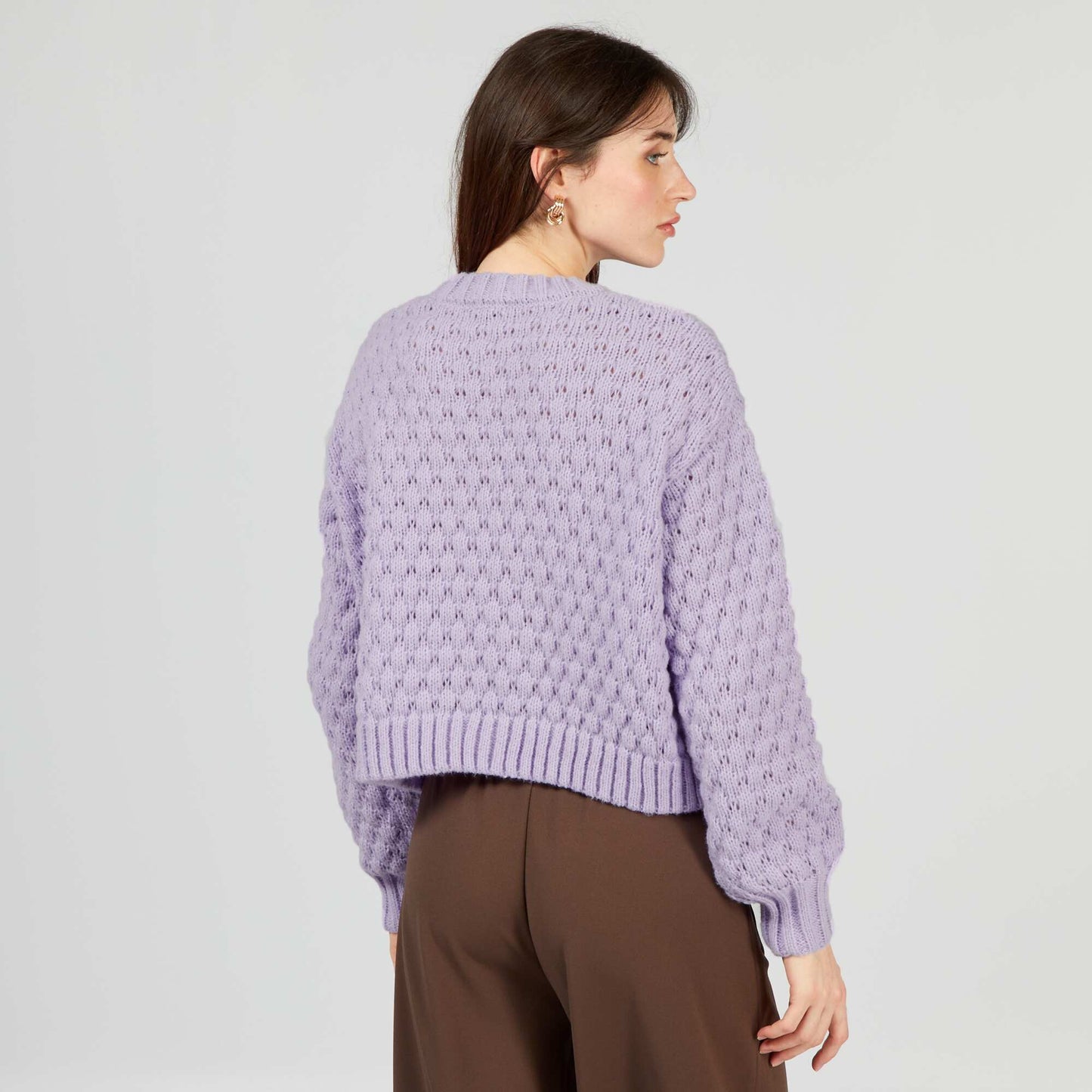 Pull en maille tressée Violet