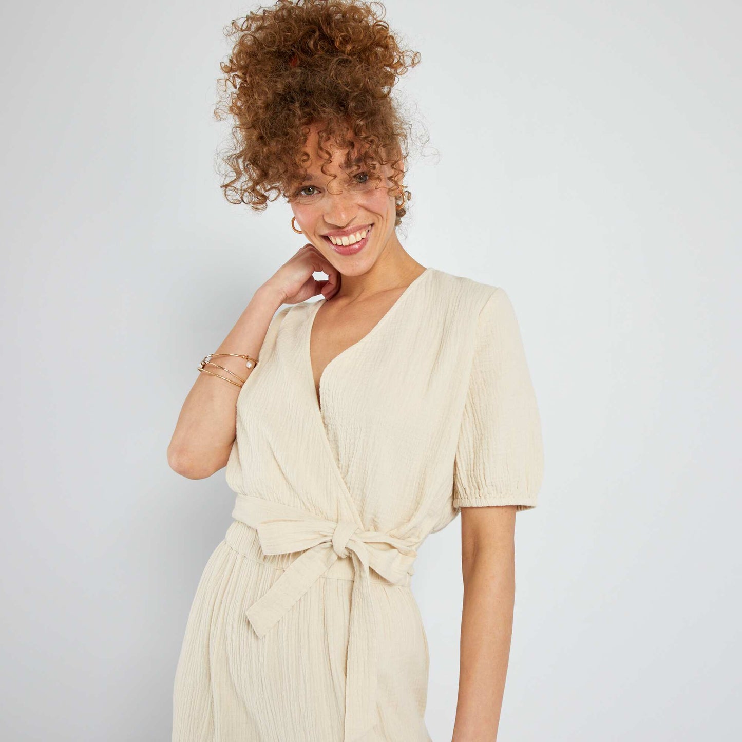 Blouse en double gaze de coton Beige