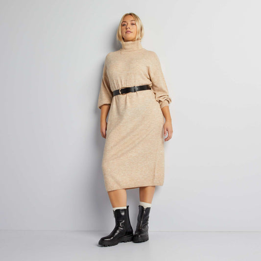 Robe pull mi-longue Beige