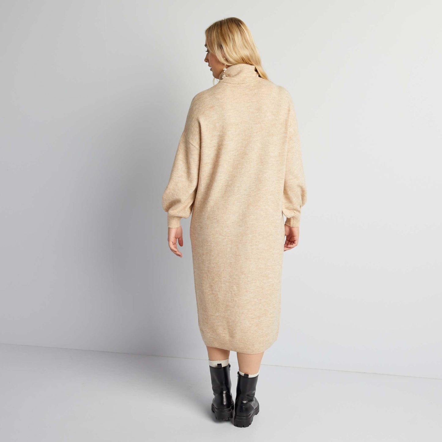 Robe pull mi-longue Beige