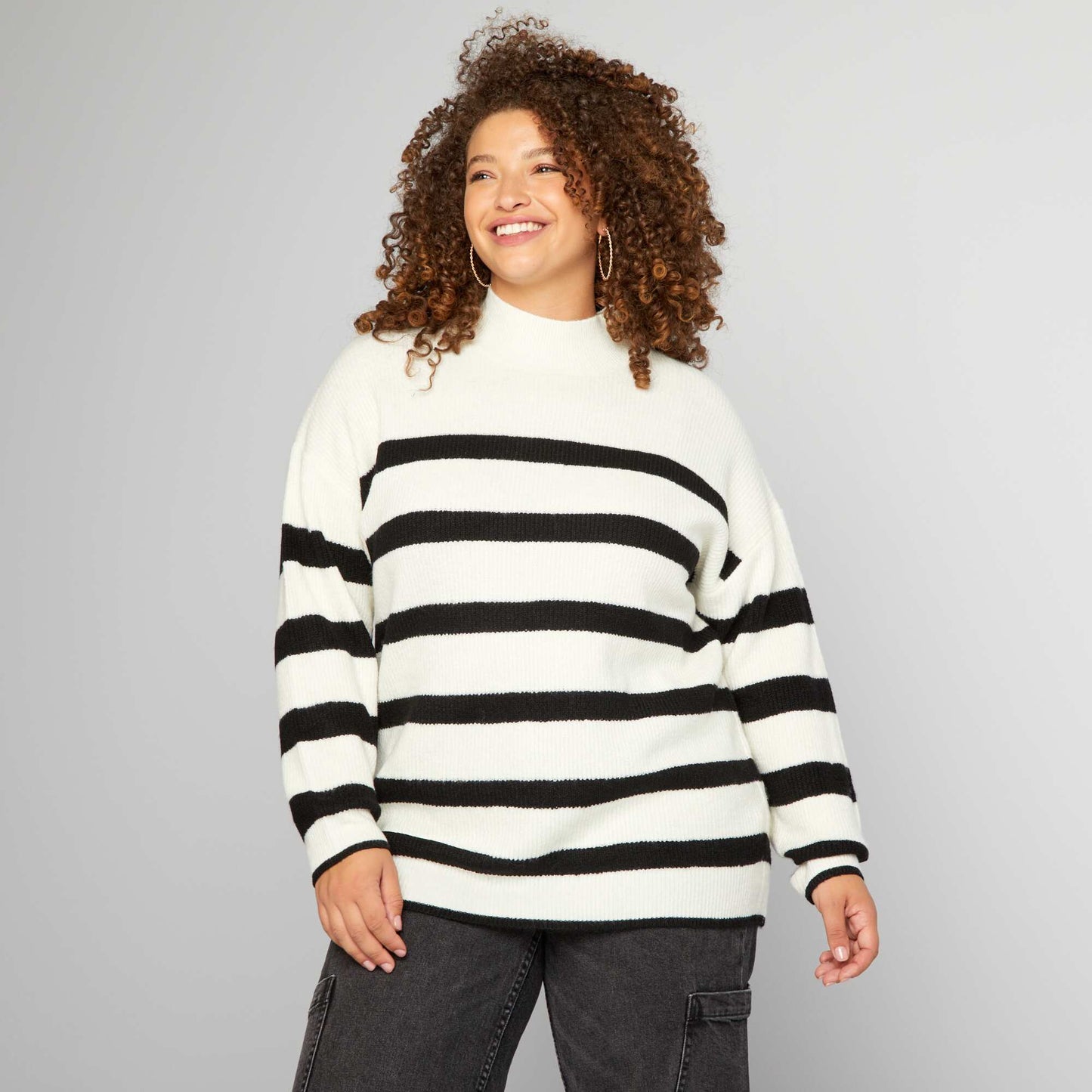 Pull col montant Blanc/noir