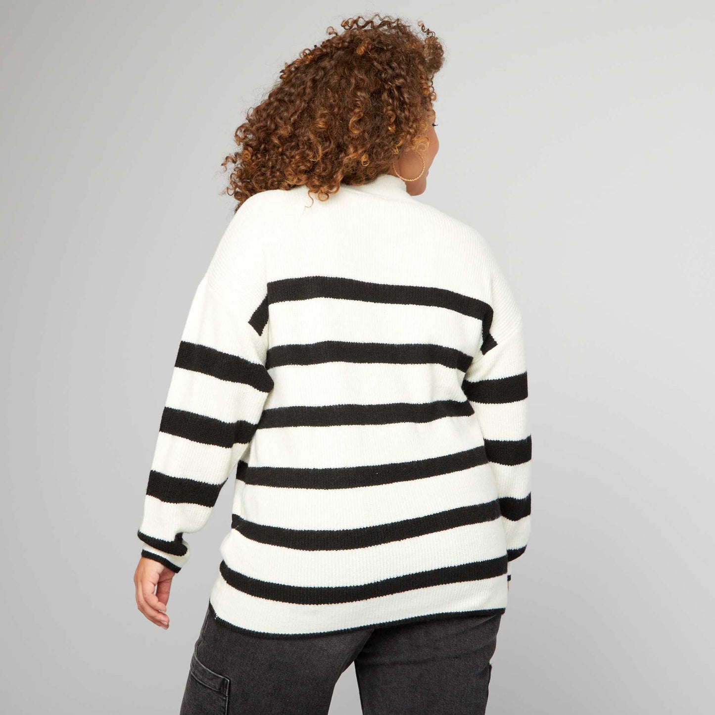 Pull col montant Blanc/noir