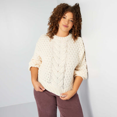 Pull en maille ajourée Blanc