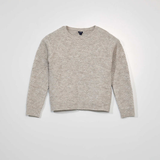 Pull en maille col rond Gris