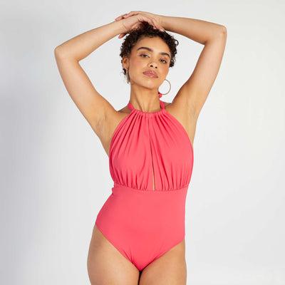 Maillot de bain 1 pièce décolleté plongeant Rose