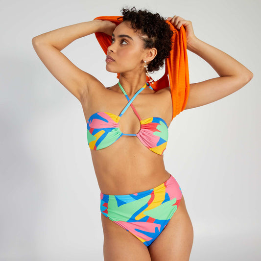 Haut de maillot de bain colorblock Multicolore