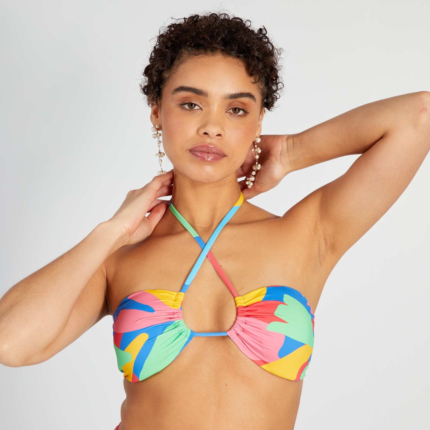 Haut de maillot de bain colorblock Multicolore