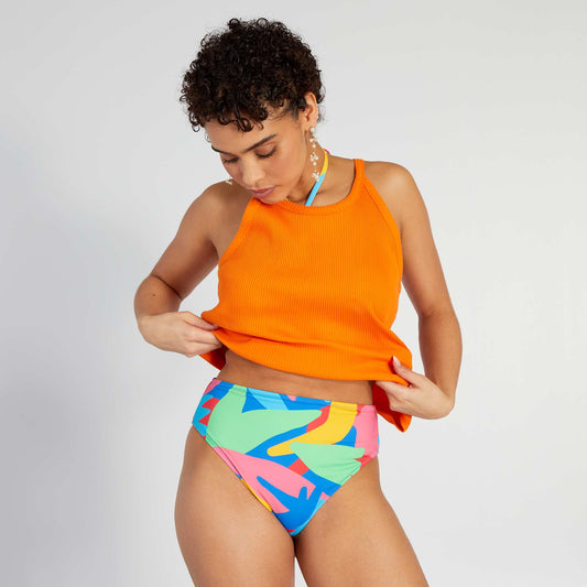 Bas de maillot de bain tanga colorblock Multicolore