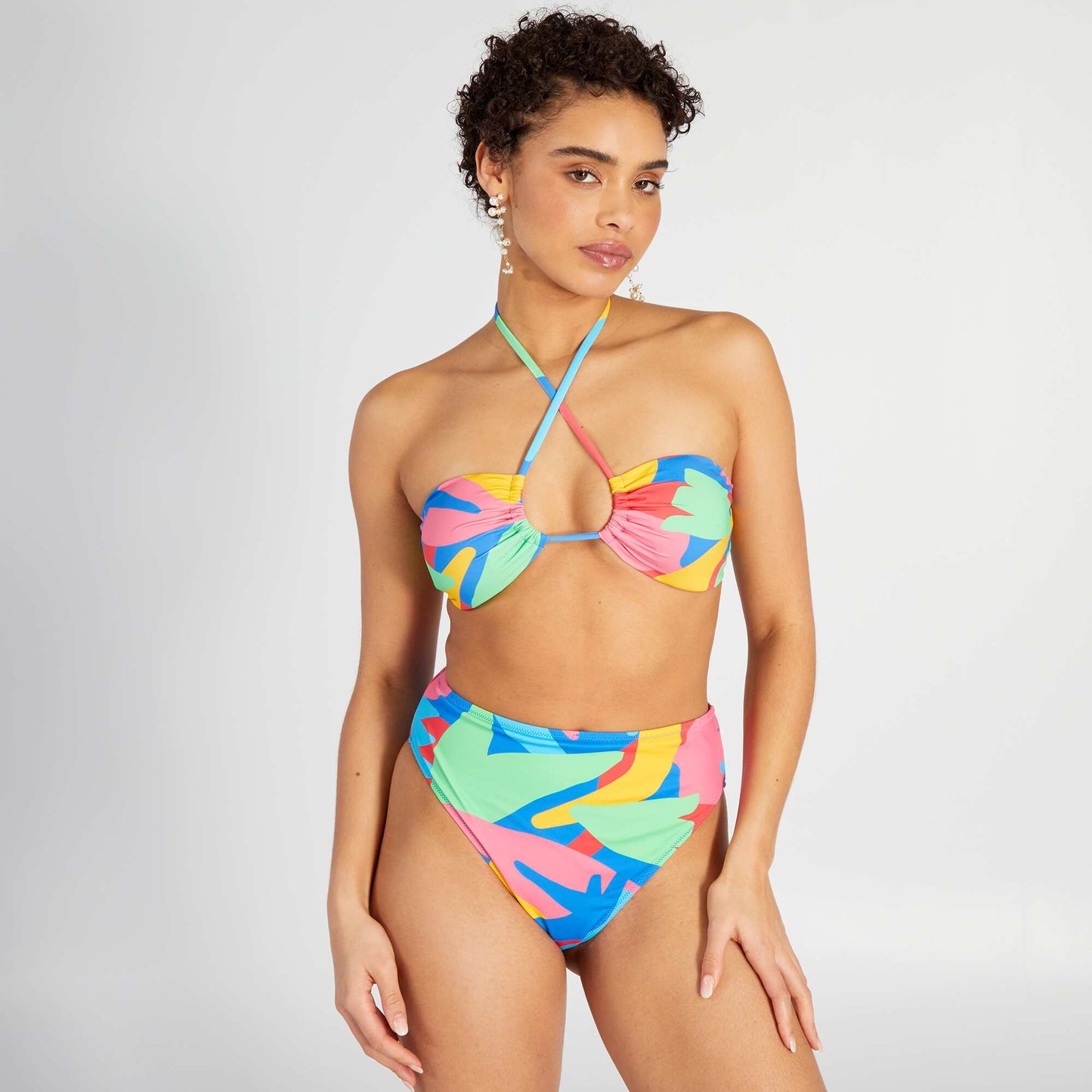 Bas de maillot de bain tanga colorblock Multicolore