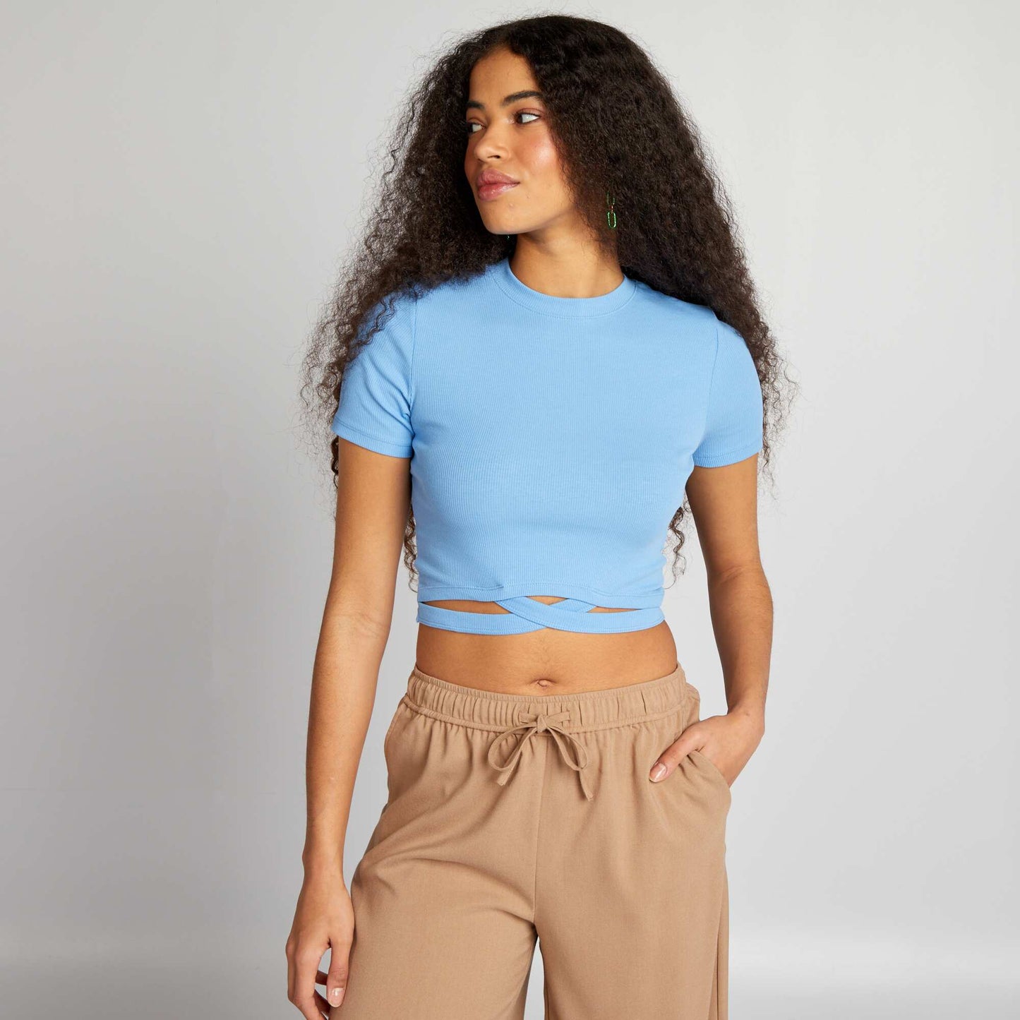 T-shirt cropped Bleu