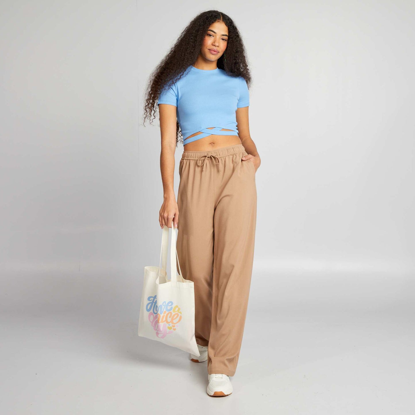 T-shirt cropped Bleu