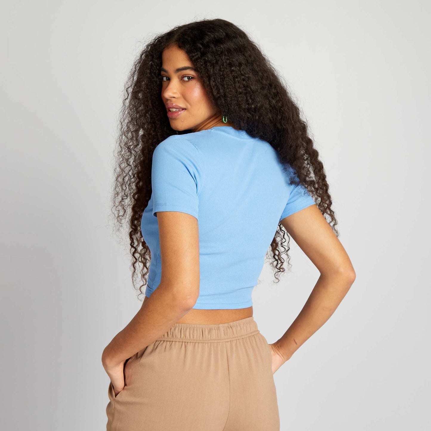 T-shirt cropped Bleu