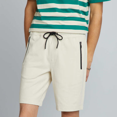 Short en coton à contrastes beige