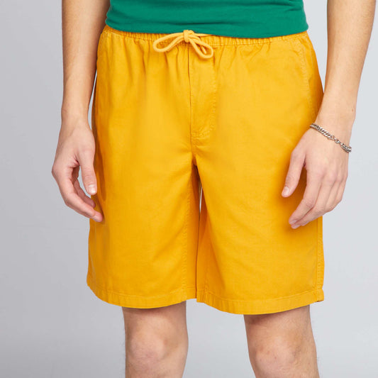 Short élastique en coton Jaune moutarde