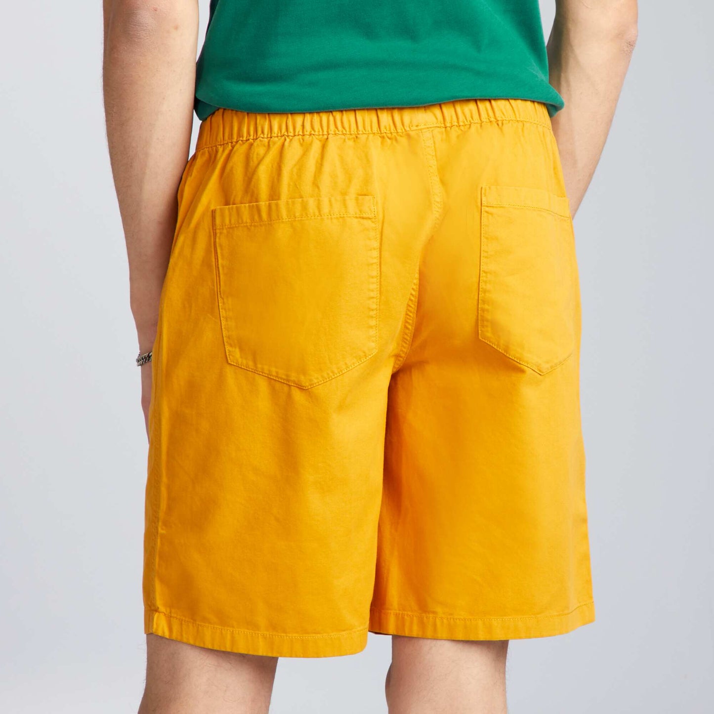 Short élastique en coton Jaune moutarde