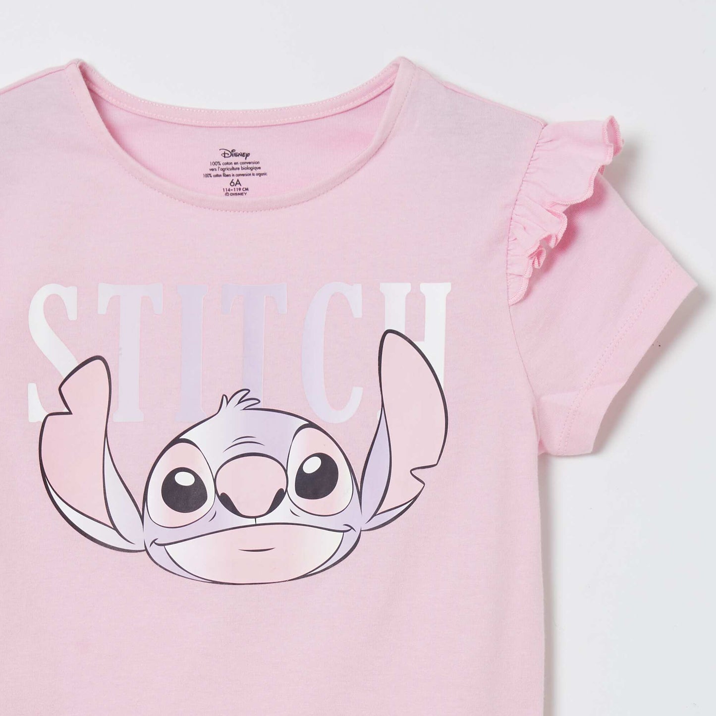 T-shirt 'Stitch' à manches volantées Rose