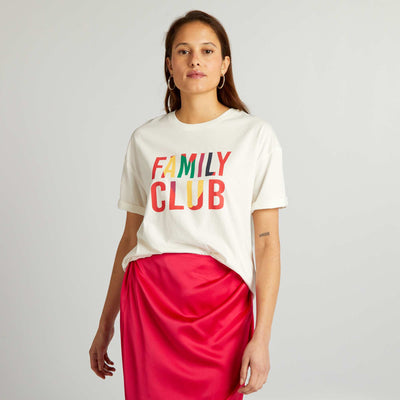 T-shirt en coton à col rond Blanc