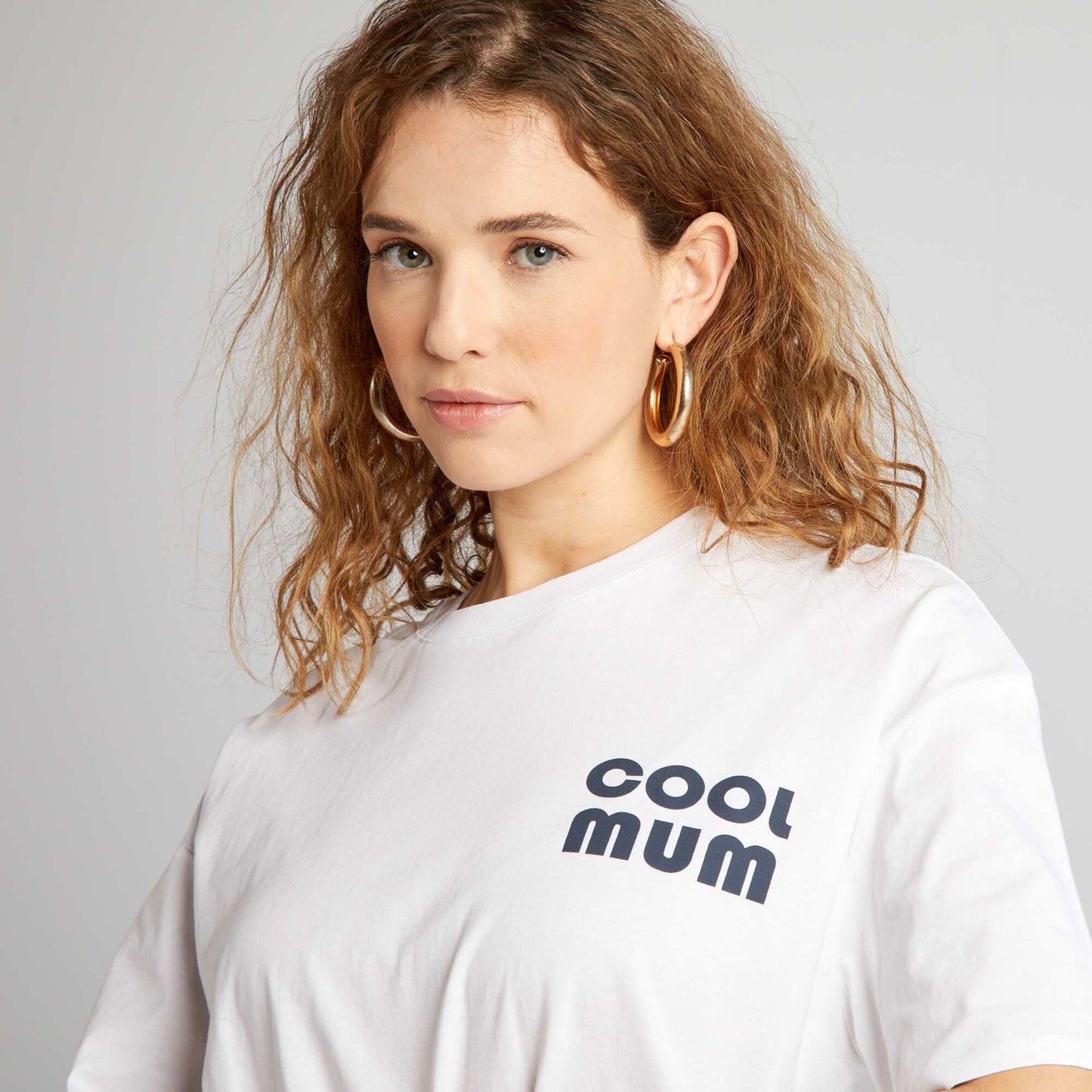 T-shirt en coton à col rond Blanc