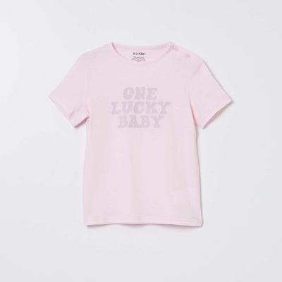 T-shirt en coton imprimé Rose
