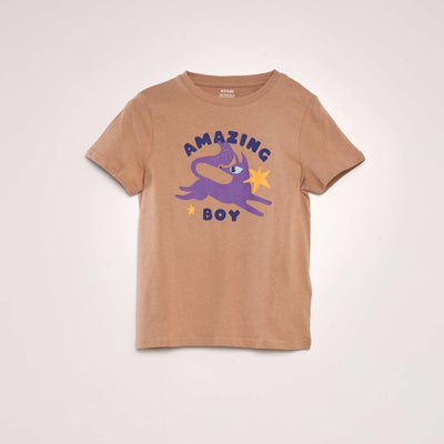 T-shirt imprimé en coton Marron