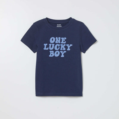 T-shirt en coton imprimé Bleu marine