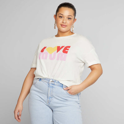 T-shirt 'famille' manches courtes Blanc