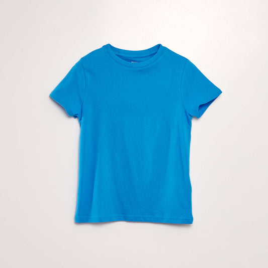 T-shirt uni manches courtes en jersey Bleu