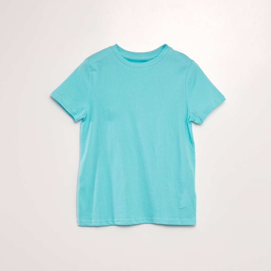 T-shirt uni manches courtes en jersey Bleu