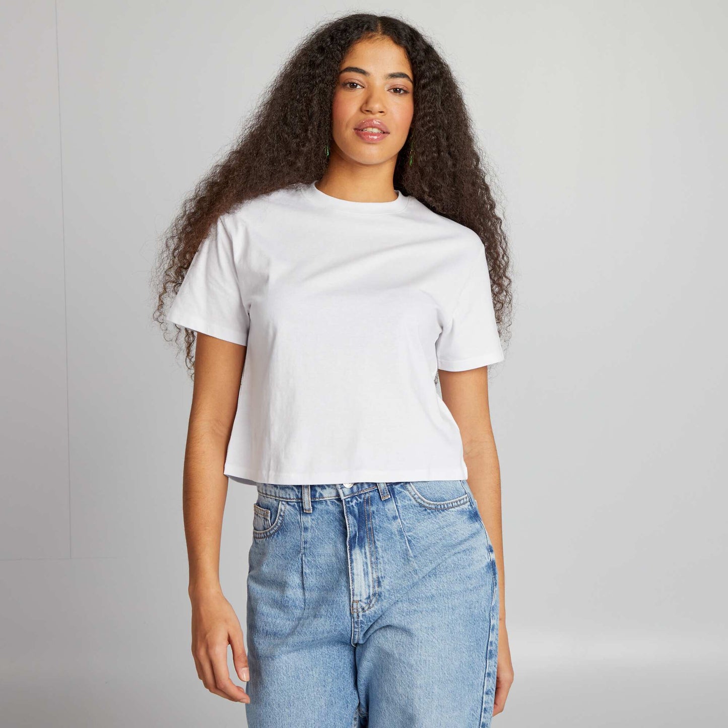 Crop-top en jersey uni Blanc