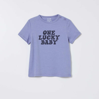 T-shirt en coton à message Bleu