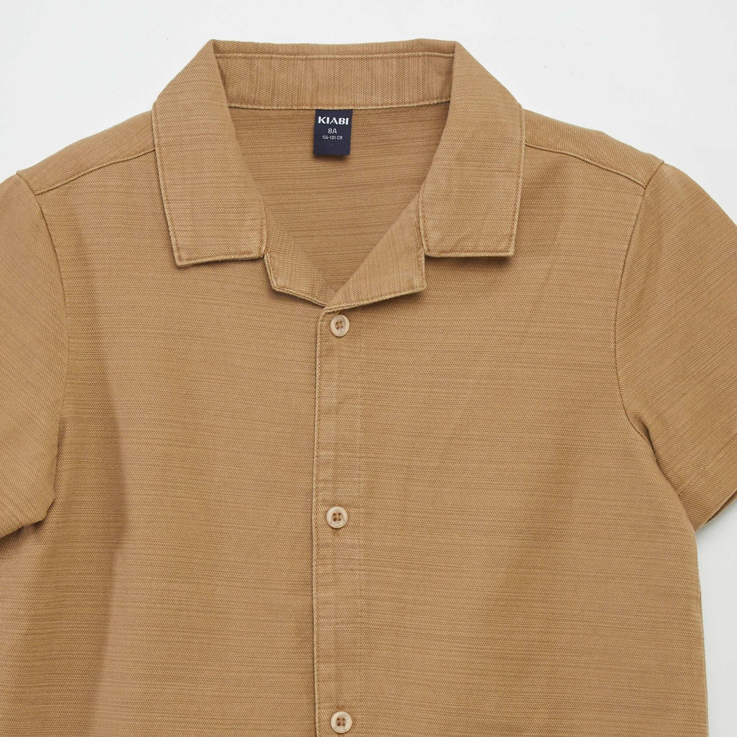 Chemise unie manches courtes Camel