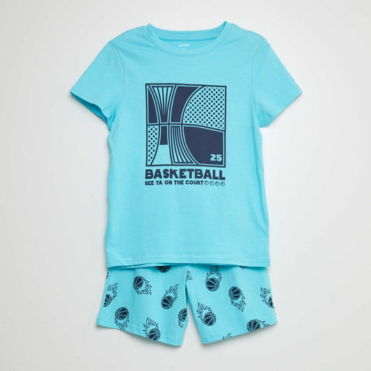 Pyjama court 'Basketball' short + t-shirt - 2 pièces Bleu