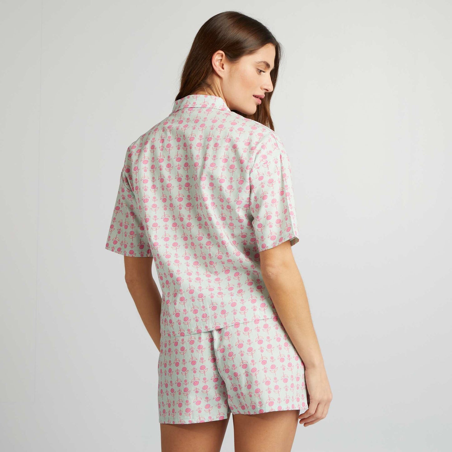 Ensemble pyjama chemise + short Bleu