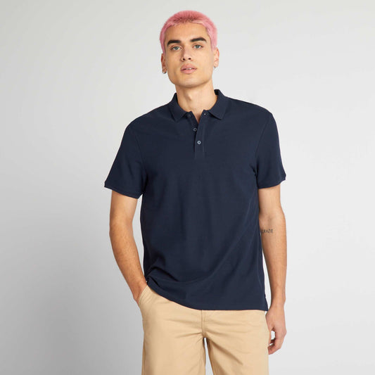 Polo en piqué de coton Bleu marine