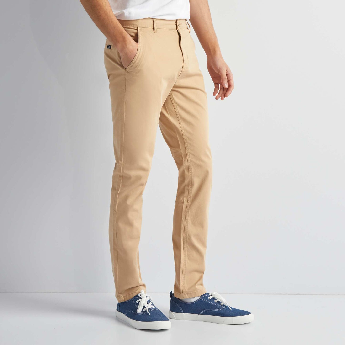 Pantalon chino uni Beige