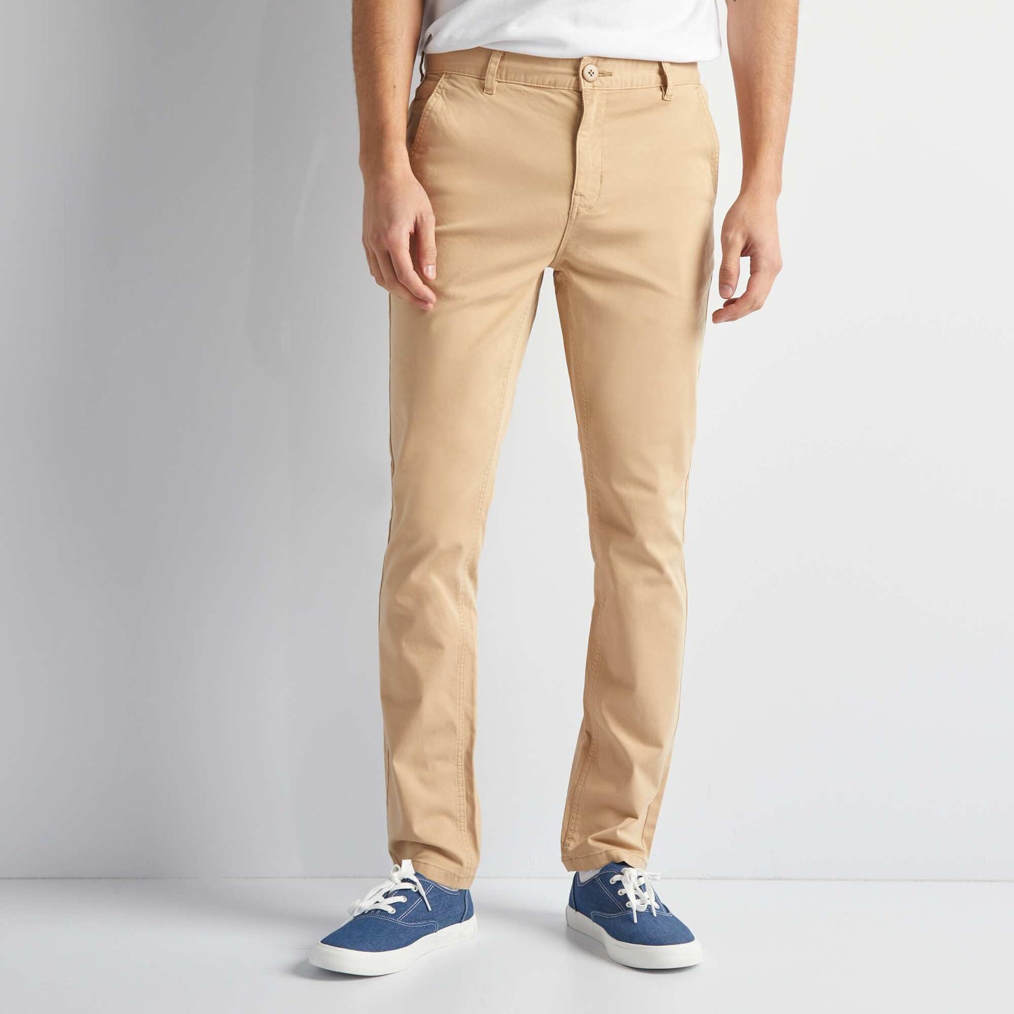 Pantalon chino uni Beige