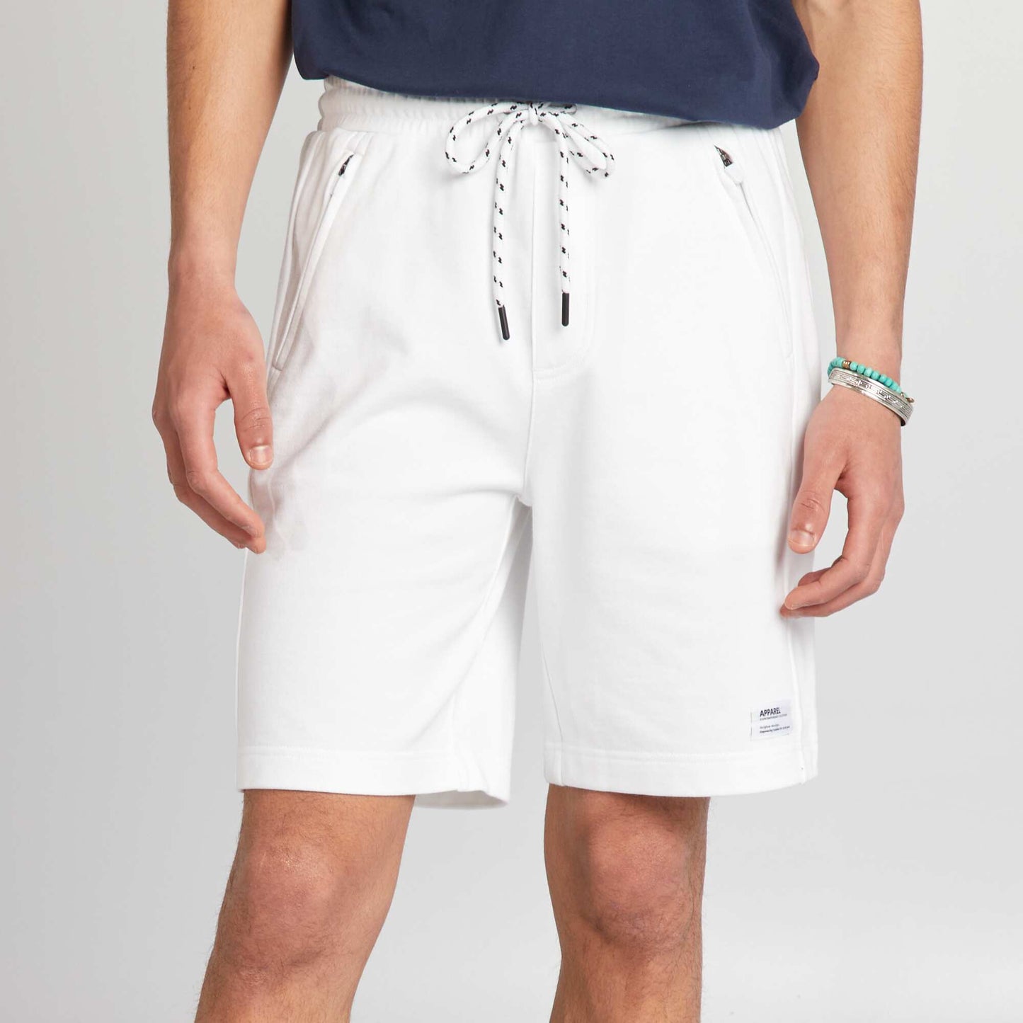 Short en molleton avec poches zippées blanc