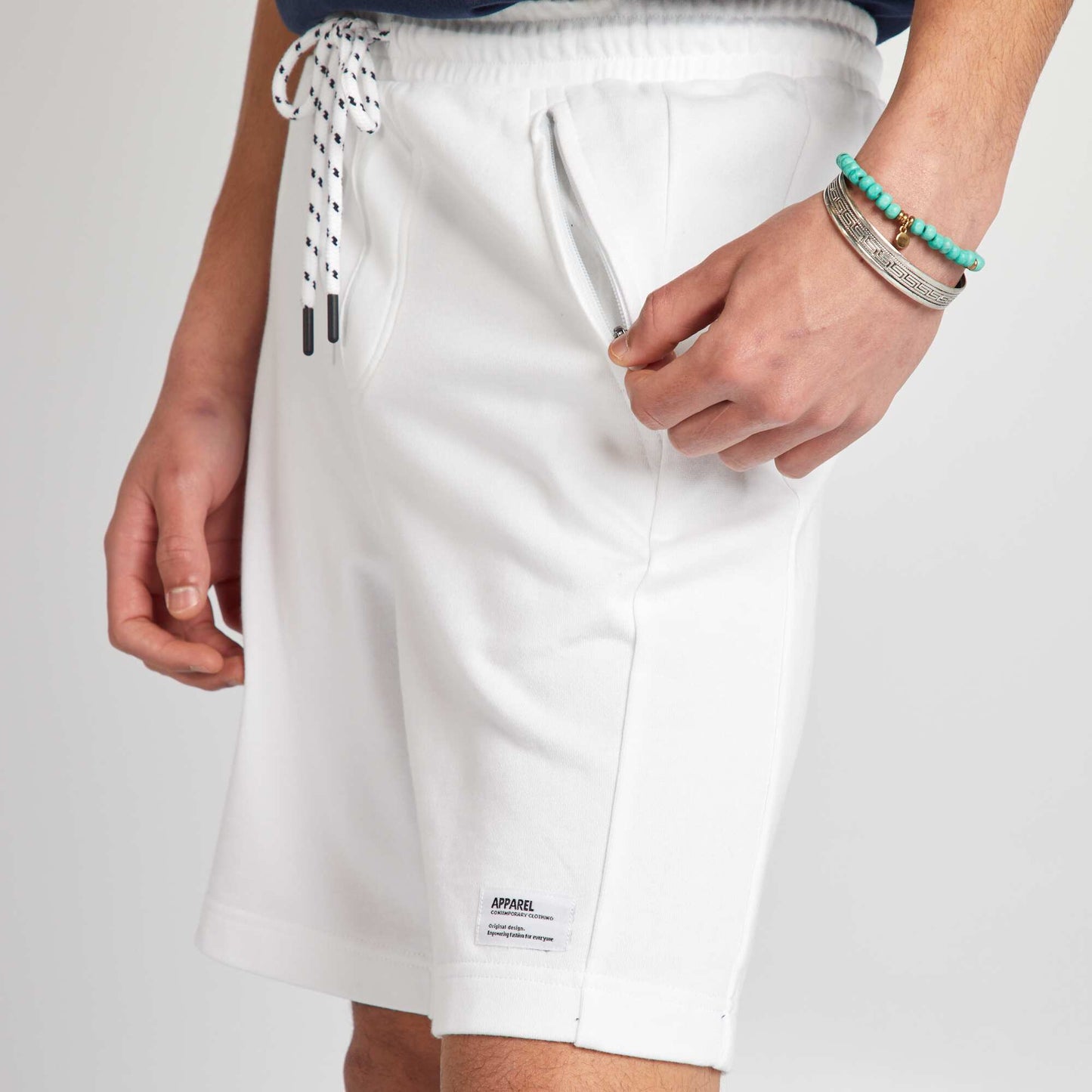 Short en molleton avec poches zippées blanc