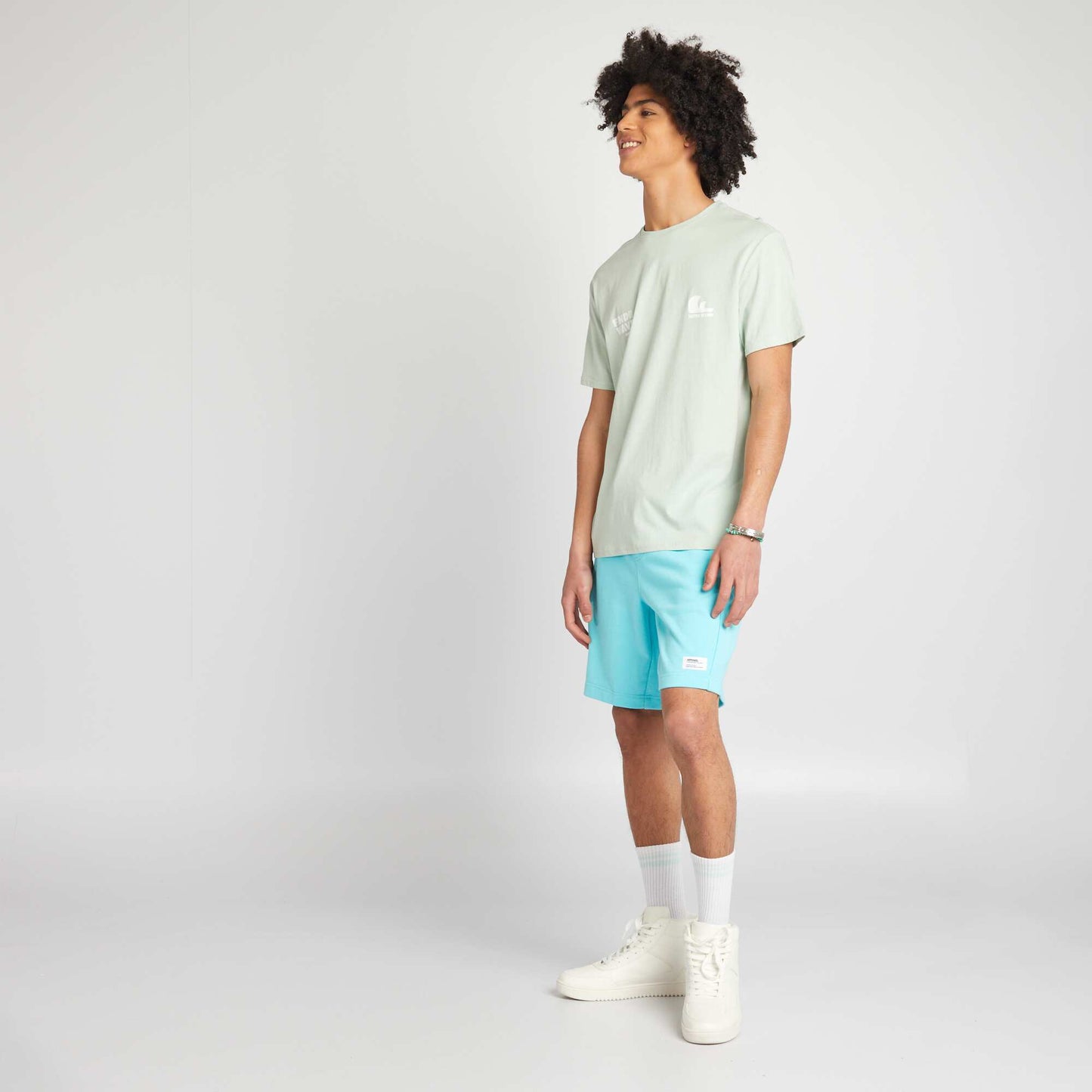 Short en molleton avec poches zippées bleu turquoise