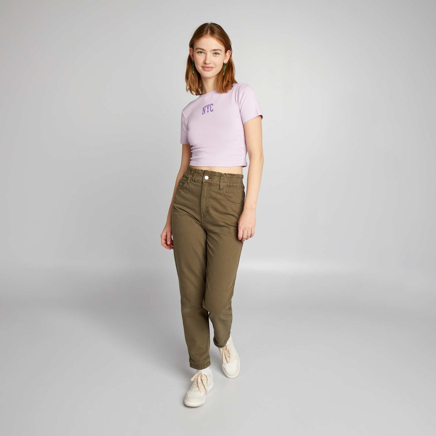 Crop-top en jersey avec imprimé 'NYC' Violet