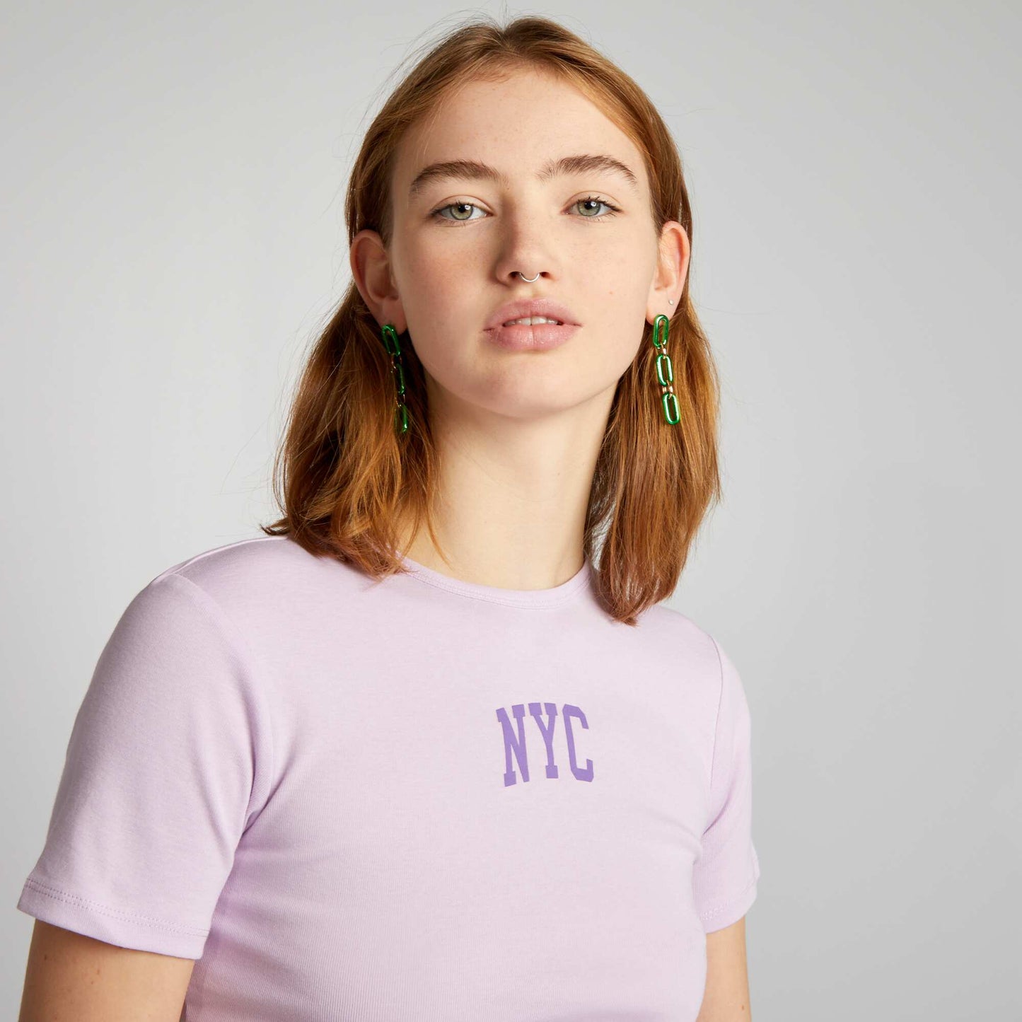 Crop-top en jersey avec imprimé 'NYC' Violet