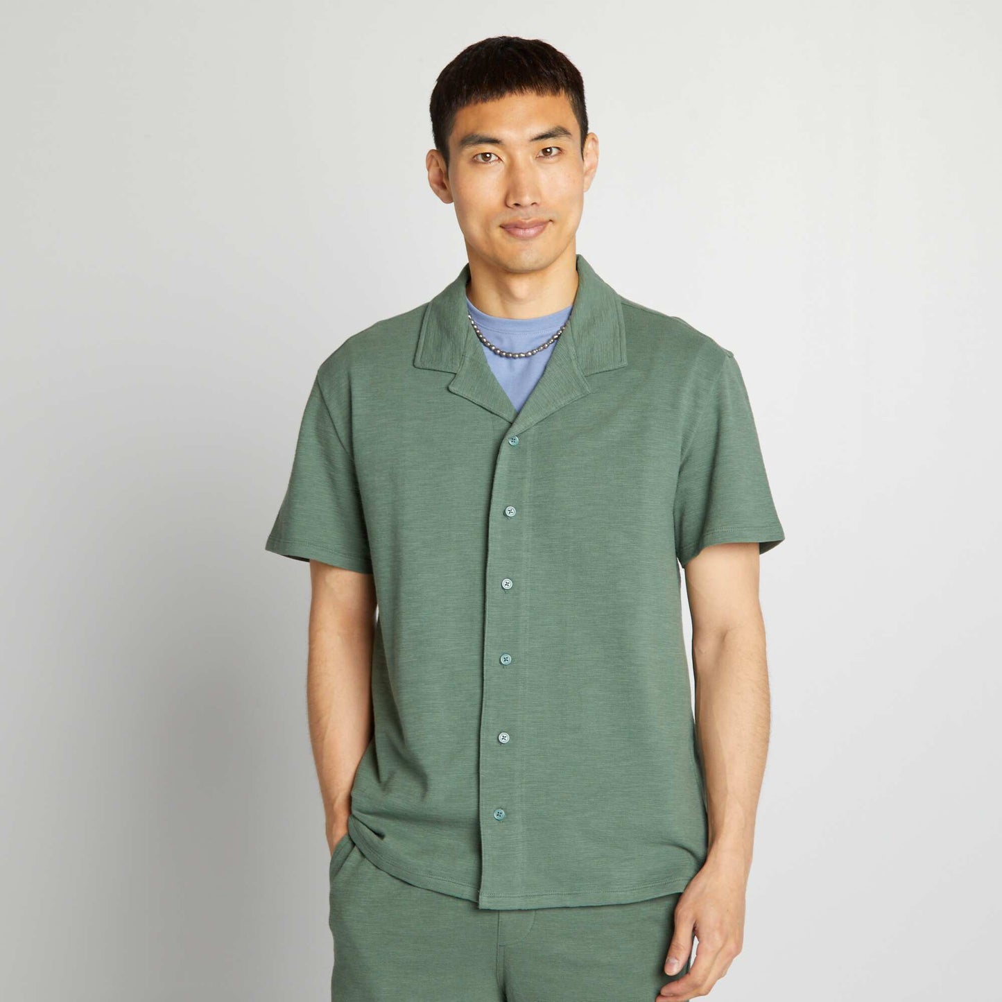 Chemise à col polo et manches courtes Vert