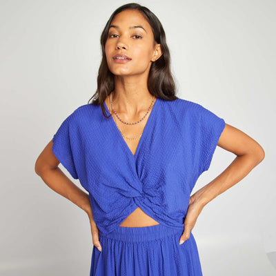 Blouse torsadée devant Bleu