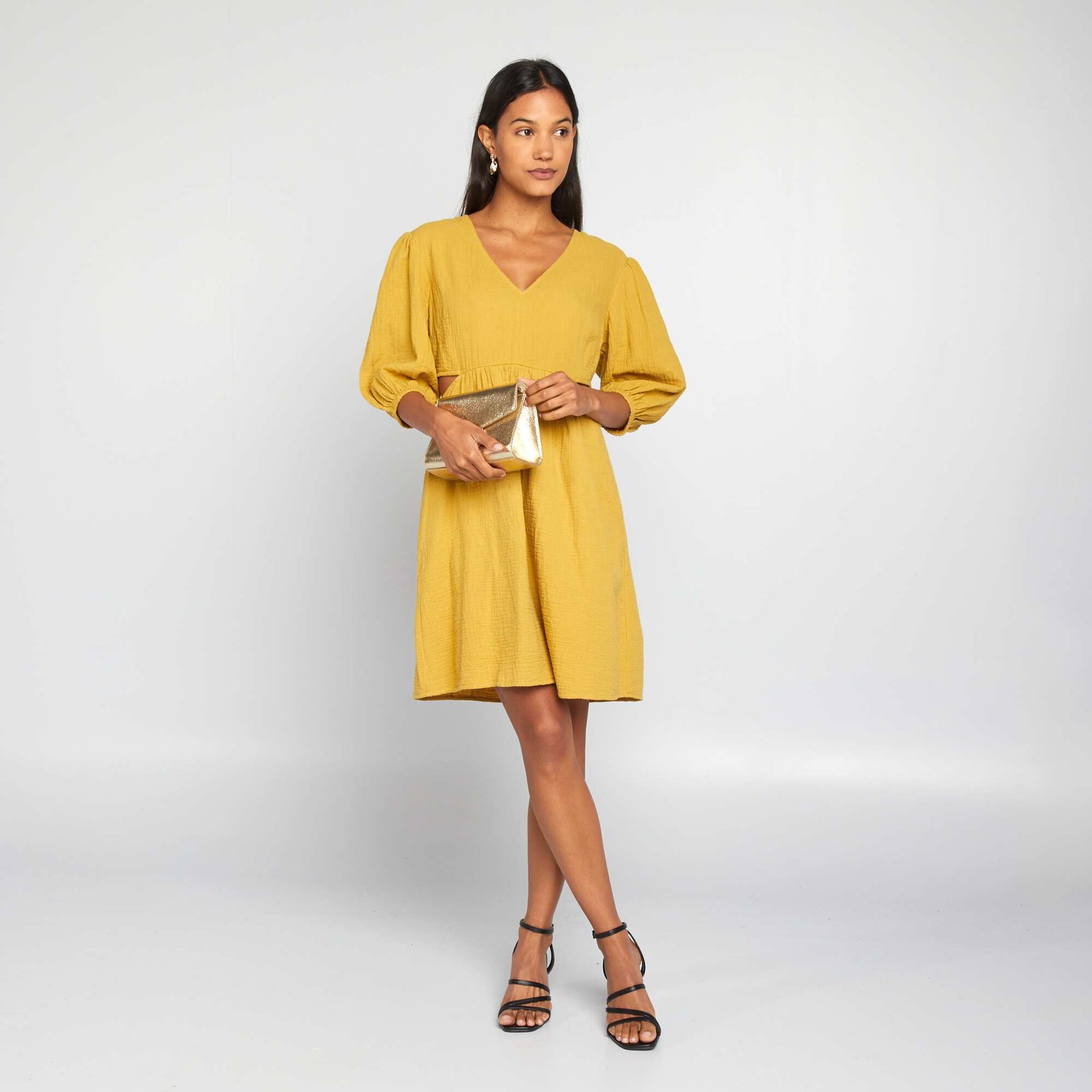 Robe en gaze de coton avec ouverture Jaune – Kiabi Réunion