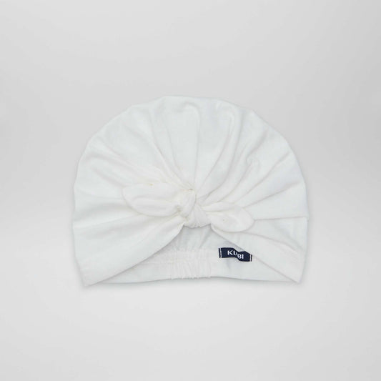 Bonnet turban en coton beige