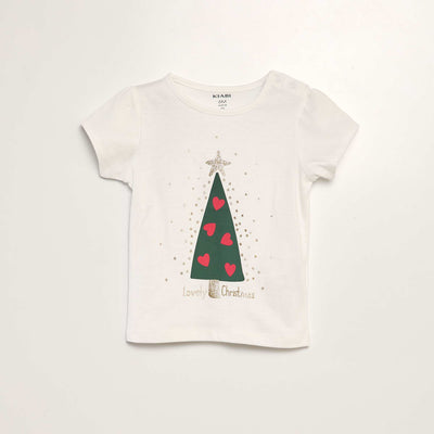 T-shirt imprimé Noël Blanc