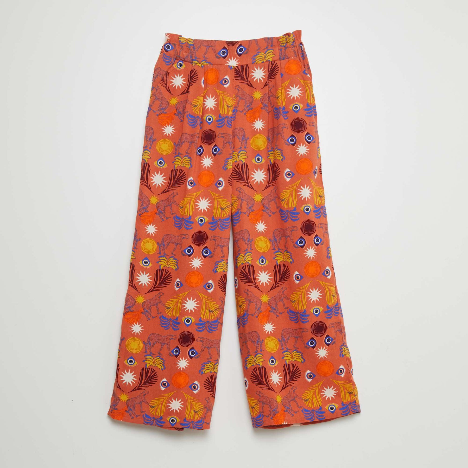 Pantalon large fluide imprimé Orange
