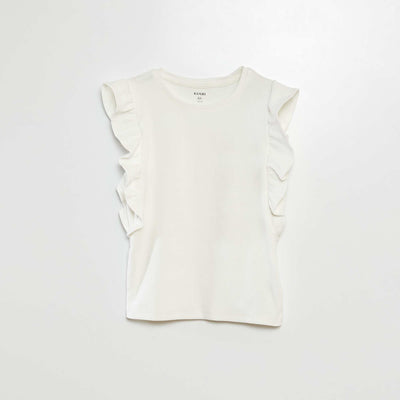 T-shirt sans manches avec volants blanc