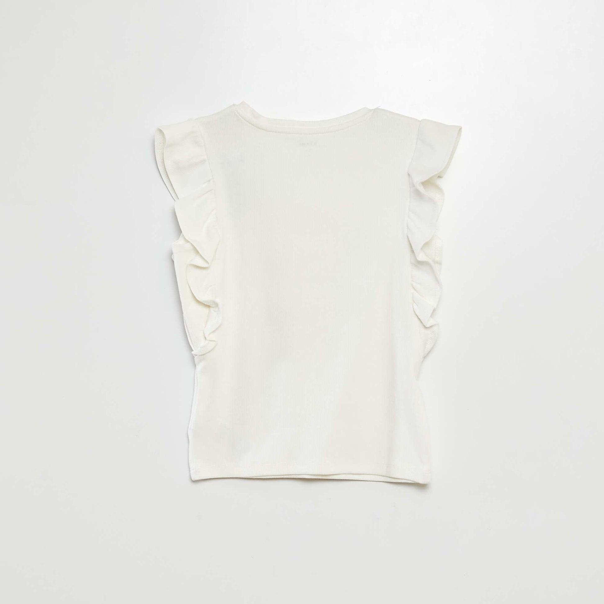 T-shirt sans manches avec volants blanc