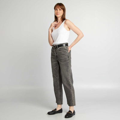 Jean straight en coton GRIS